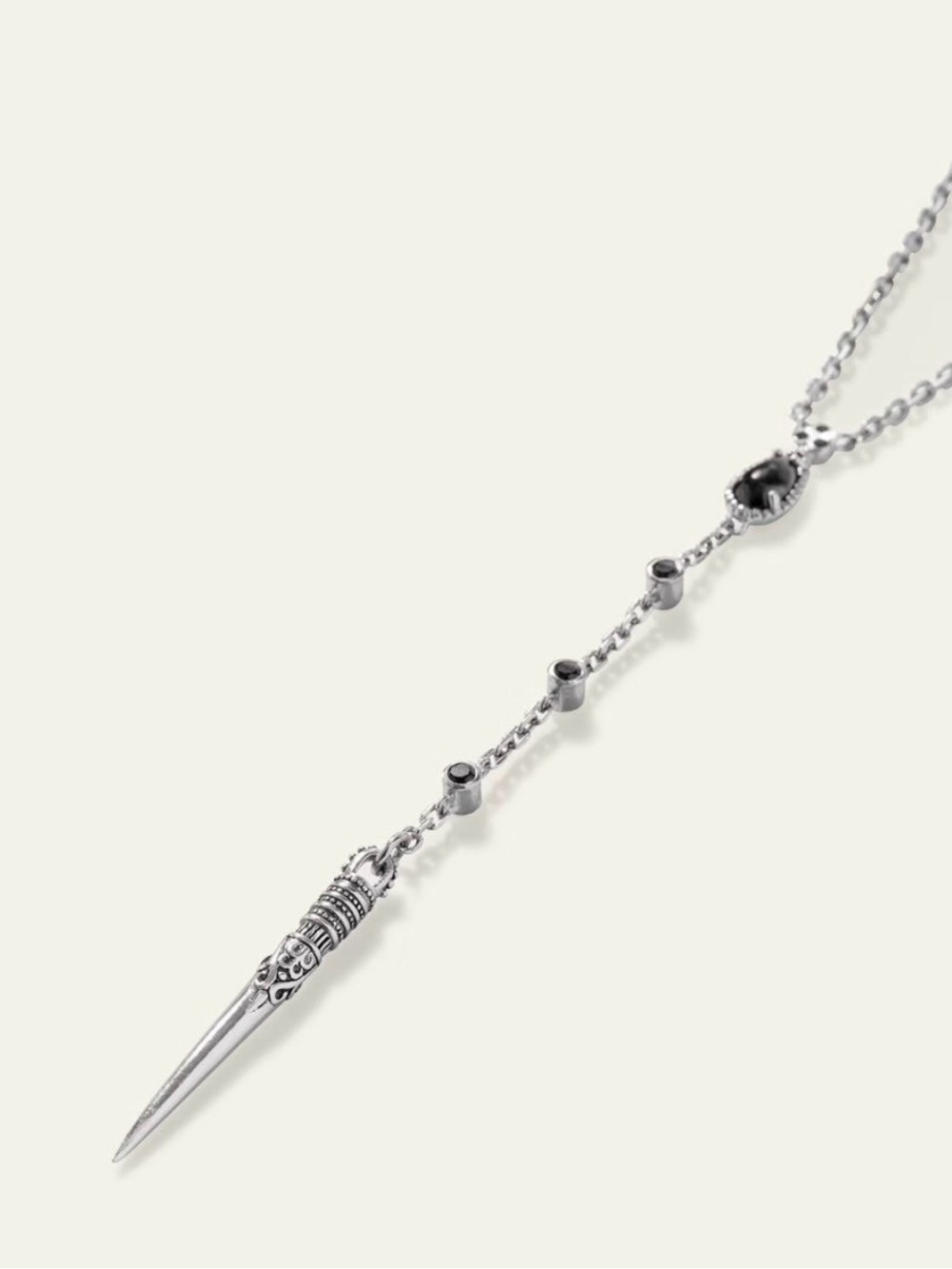 ba&sh Ojas Grey/Silver Lariat Pendant Necklace Dagger